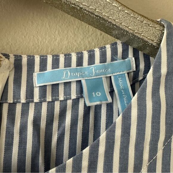 Draper James Striped Embroidered Faux Wrap Dress - Picture 5 of 9